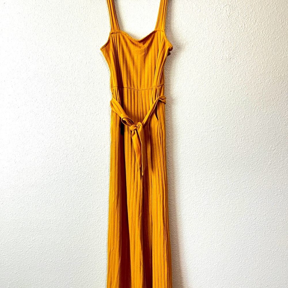 Forever 21 Gold/mustard yellow color ribbed jumpsuit
